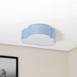 TK Lighting Loftlamper|Loftlamper > Loftlampe Cloud, blå, 63 cm lang, tekstil, sky, E27