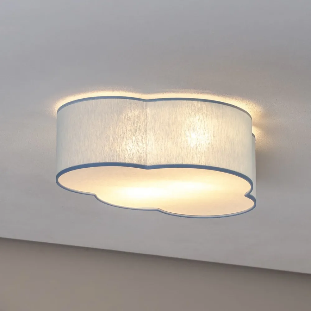 Loftlamper ^ TK Lighting Loftlampe Cloud, blå, 43 cm lang, tekstil, sky, E27