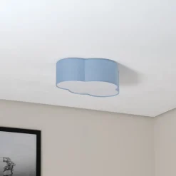 Loftlamper ^ TK Lighting Loftlampe Cloud, blå, 43 cm lang, tekstil, sky, E27