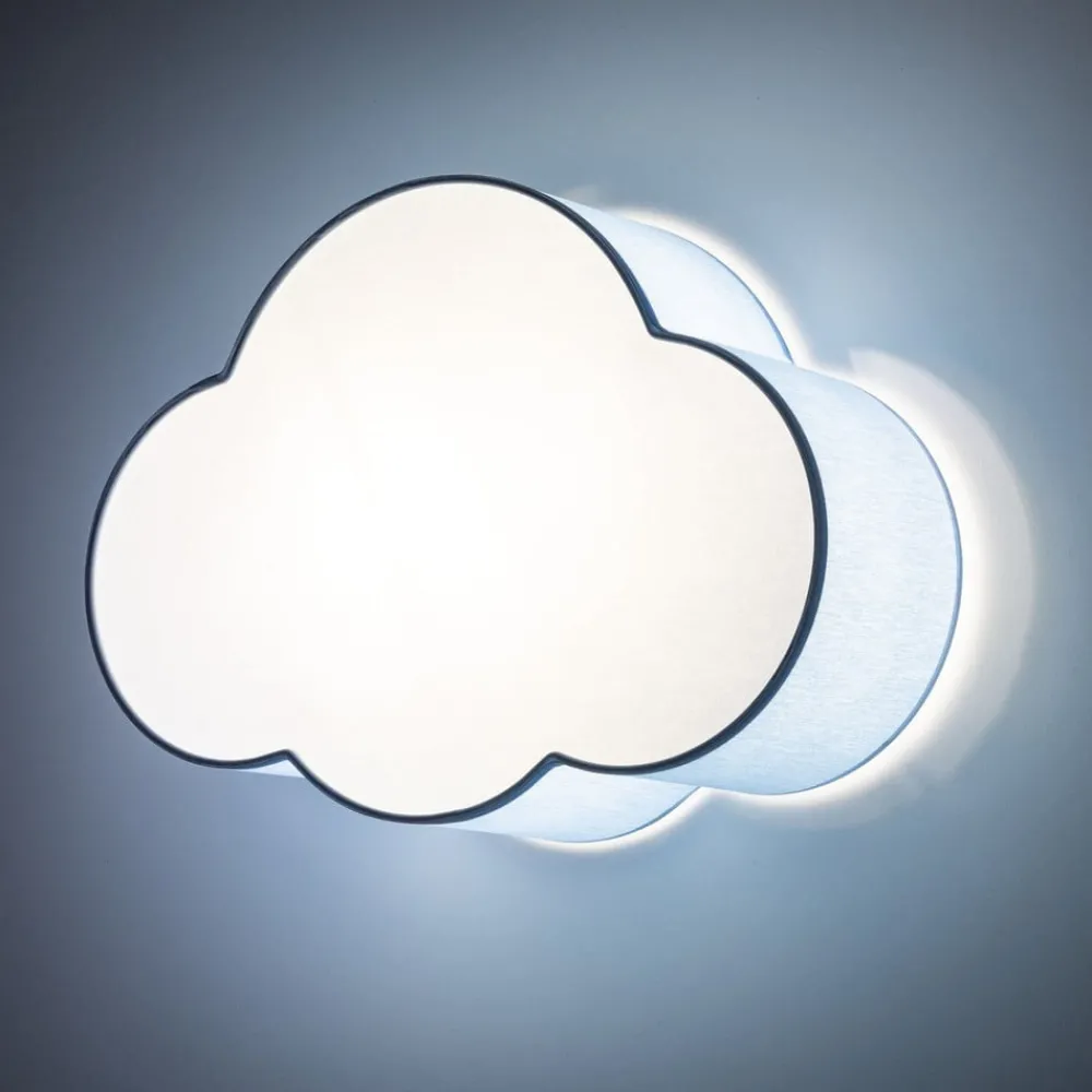Loftlamper ^ TK Lighting Loftlampe Cloud, blå, 43 cm lang, tekstil, sky, E27