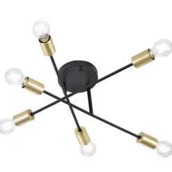 Trio Lighting Loftlamper|Loftlamper > Loftlampe Cross i sort-guld m. 6 lyskilder