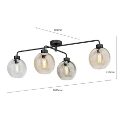 TK Lighting Gang|Loftlamper > Loftlampe Cubus med 4 lyskilder klar/rav/grå