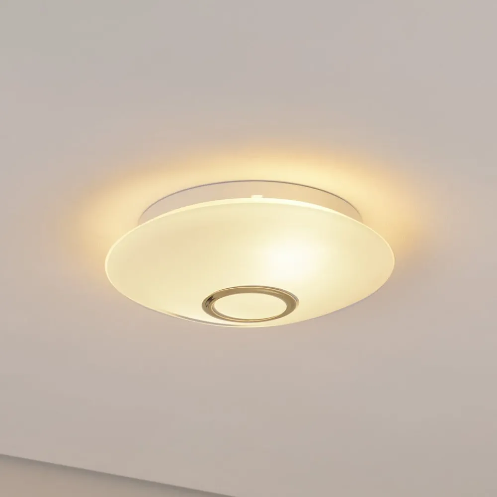 Argon Loftlamper|Loftlamper > Loftlampe Cyril i glas, hvid-messing