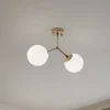 Opviq Gang|Loftlamper > Loftlampe Damar, guld, glas, 2 lyskilder, længde 44 cm, E27