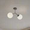Opviq Loftlamper|Loftlamper > Loftlampe Damar, sort, glas, 2 lyskilder, længde 44 cm