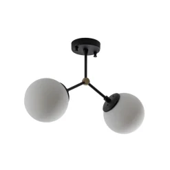 Opviq Loftlamper|Loftlamper > Loftlampe Damar, sort, glas, 2 lyskilder, længde 44 cm