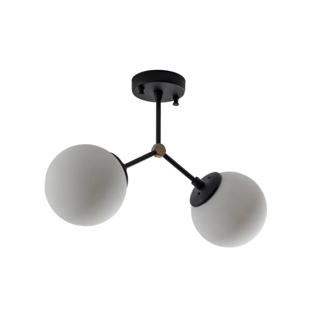 Opviq Loftlamper|Loftlamper > Loftlampe Damar, sort, glas, 2 lyskilder, længde 44 cm