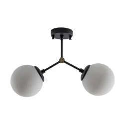 Opviq Loftlamper|Loftlamper > Loftlampe Damar, sort, glas, 2 lyskilder, længde 44 cm
