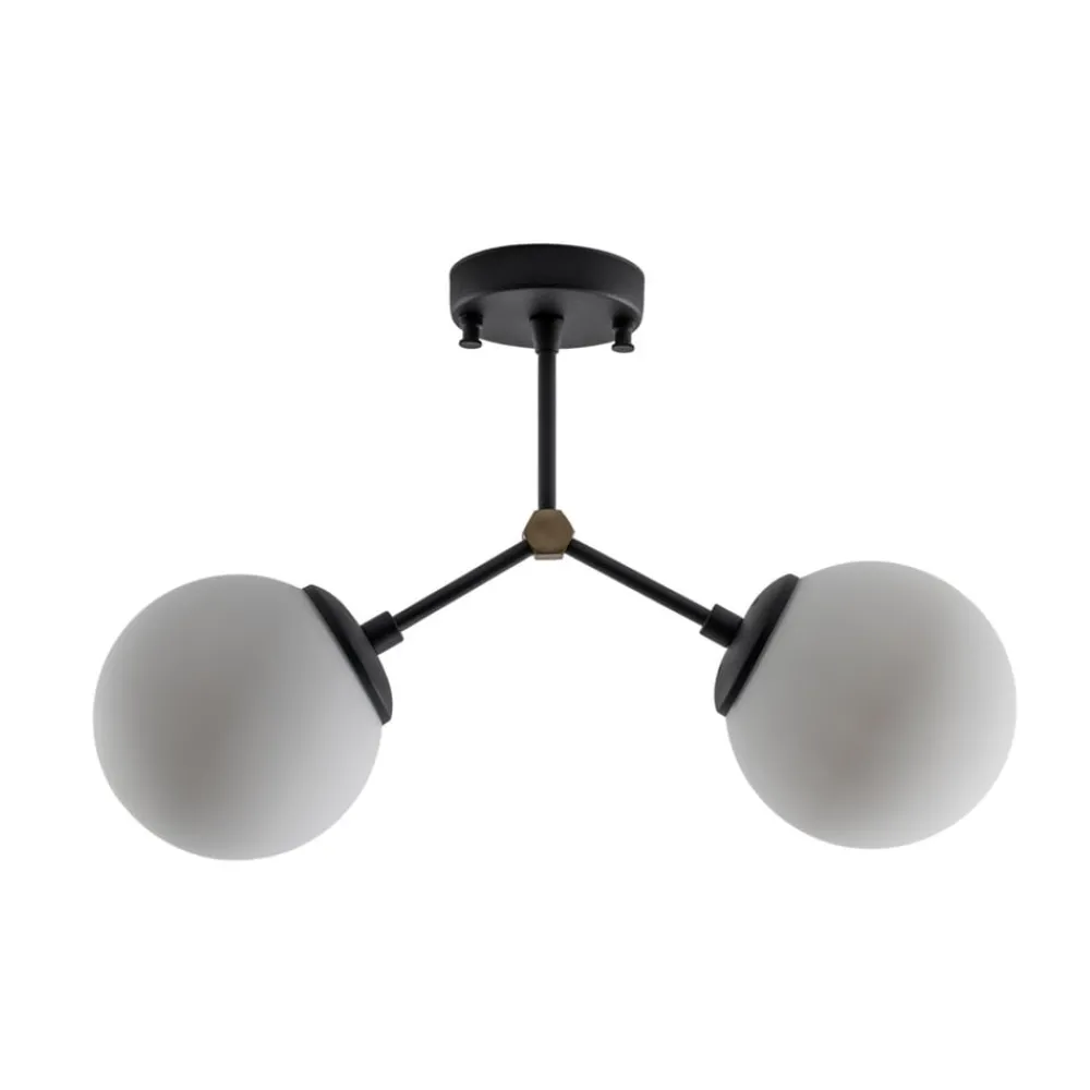 Opviq Loftlamper|Loftlamper > Loftlampe Damar, sort, glas, 2 lyskilder, længde 44 cm