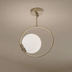 Gang|Loftlamper ^ Opviq Loftlampe Dolunay, Ø 26 cm, guldfarvet, glas, E27