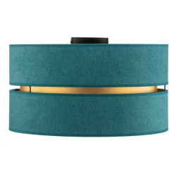 Duolla Loftlamper|Loftlamper > Loftlampe Duo i tekstil, turkis/guld, Ø40cm