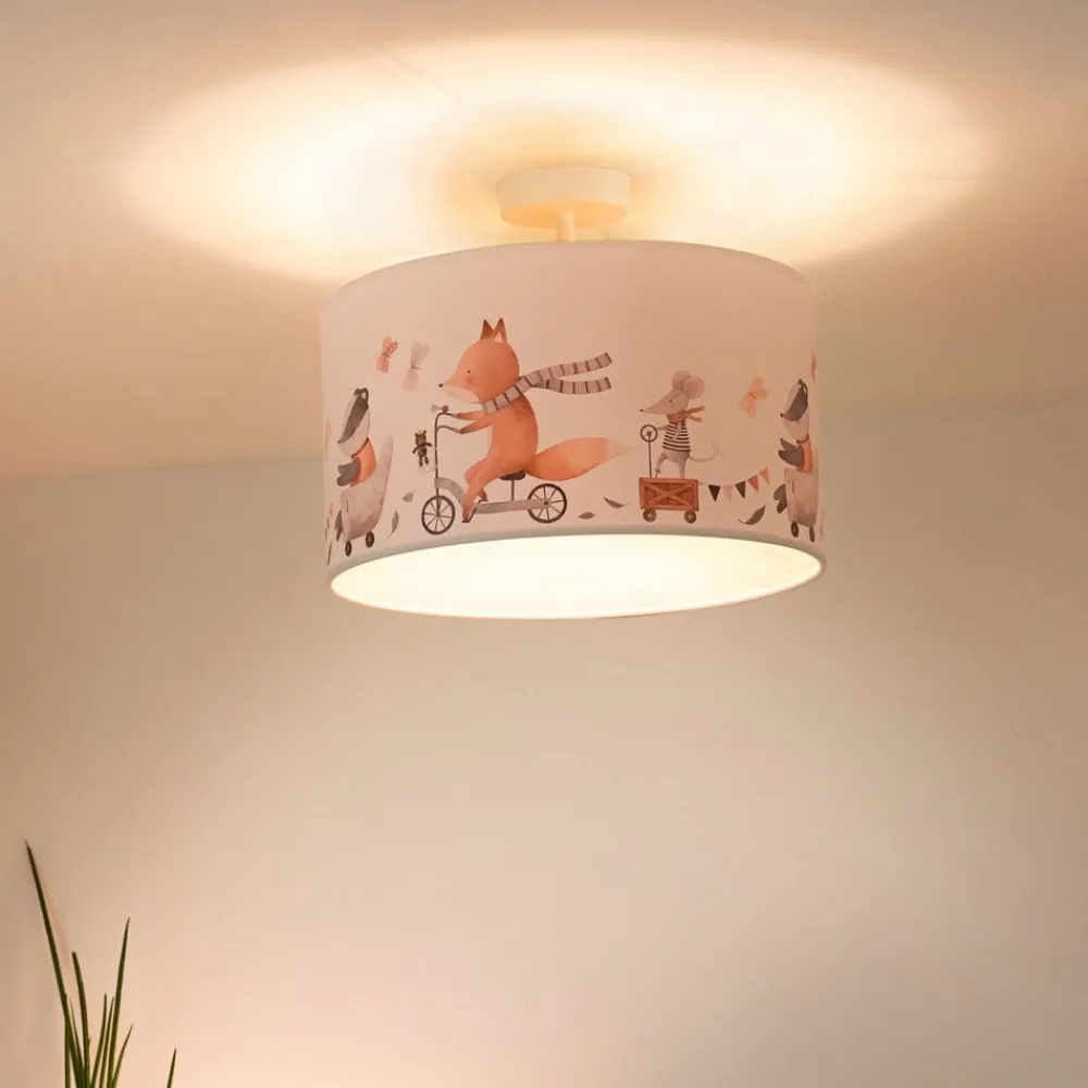 Duolla Loftlamper|Loftlamper > Loftlampe Ferdi Kids, tekstil, hvid, farvet