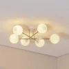 Loftlamper ^ Euluna Loftlampe Glassy, 6 lyskilder, hvid/guld/opal