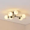 Loftlamper|Loftlamper ^ Euluna Loftlampe Glassy, 6 lyskilder, sort/opal