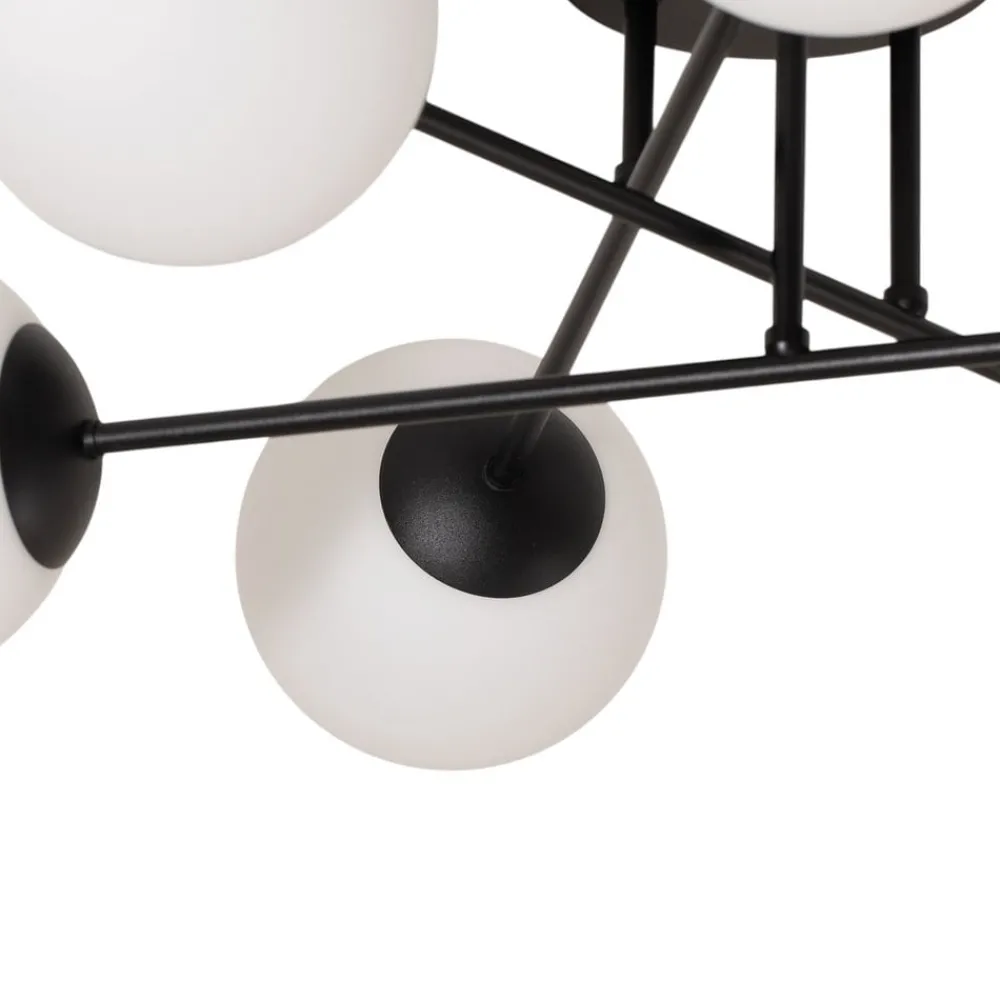 Loftlamper|Loftlamper ^ Euluna Loftlampe Glassy, 6 lyskilder, sort/opal