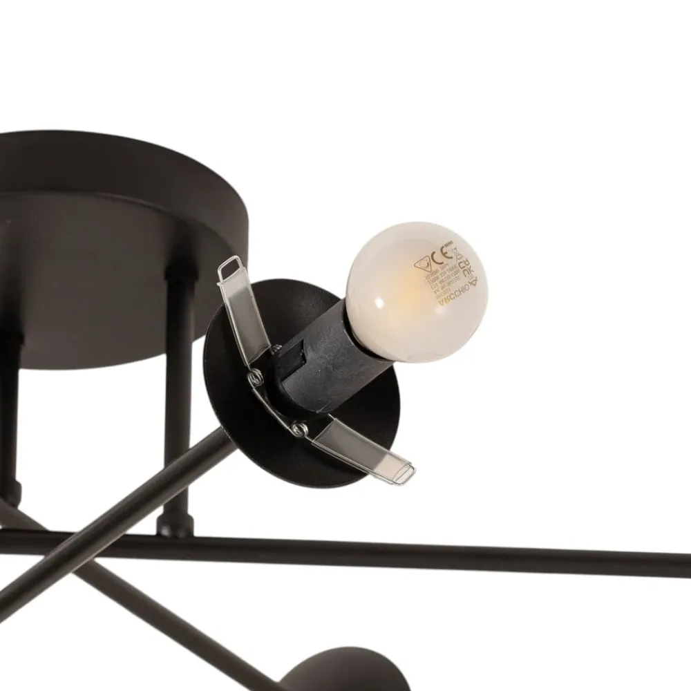 Loftlamper|Loftlamper ^ Euluna Loftlampe Glassy, 6 lyskilder, sort/opal