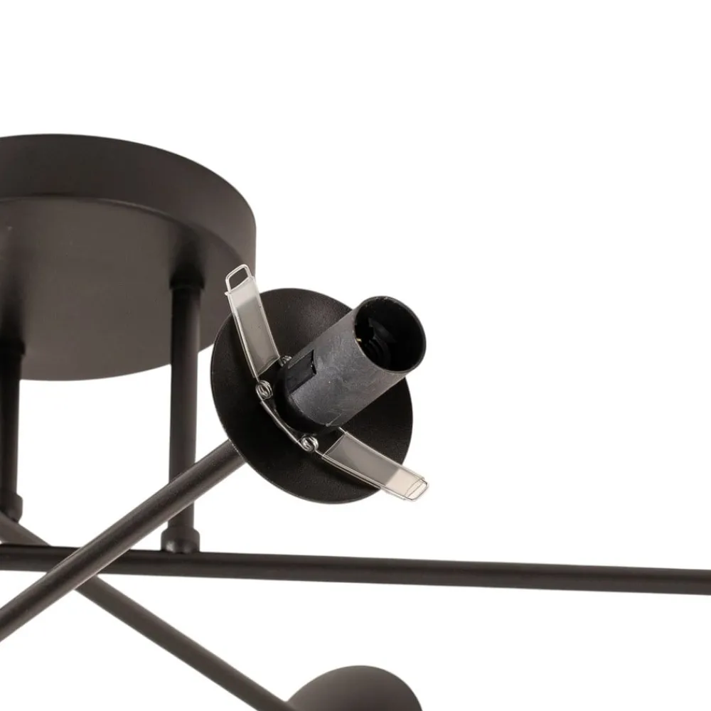 Loftlamper|Loftlamper ^ Euluna Loftlampe Glassy, 6 lyskilder, sort/opal
