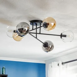 EMIBIG LIGHTING Gang|Loftlamper > Loftlampe Glassy, sort, grafit/amber/klar, 6 lyskilder.