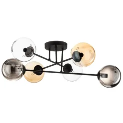 EMIBIG LIGHTING Gang|Loftlamper > Loftlampe Glassy, sort, grafit/amber/klar, 6 lyskilder.