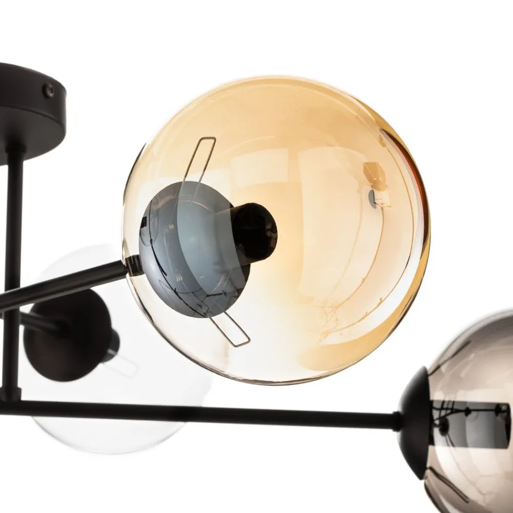 EMIBIG LIGHTING Gang|Loftlamper > Loftlampe Glassy, sort, grafit/amber/klar, 6 lyskilder.