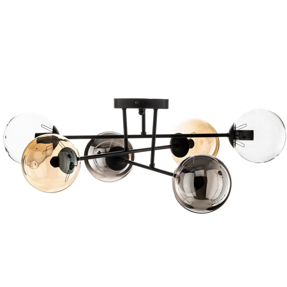 EMIBIG LIGHTING Gang|Loftlamper > Loftlampe Glassy, sort, grafit/amber/klar, 6 lyskilder.