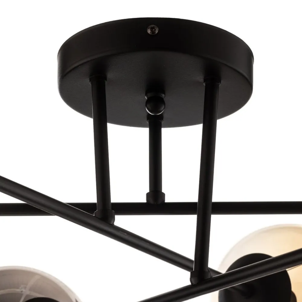 EMIBIG LIGHTING Gang|Loftlamper > Loftlampe Glassy, sort, grafit/amber/klar, 6 lyskilder.