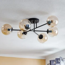 EMIBIG LIGHTING Gang|Loftlamper > Loftlampe Glassy, sort, ravfarvet, glas, 6 lyskilder, E14