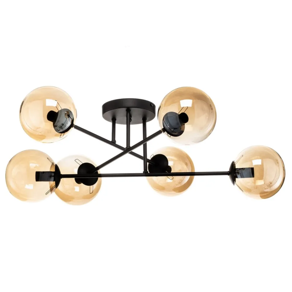 EMIBIG LIGHTING Gang|Loftlamper > Loftlampe Glassy, sort, ravfarvet, glas, 6 lyskilder, E14