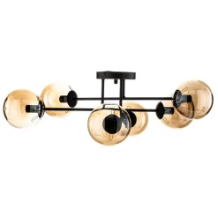 EMIBIG LIGHTING Gang|Loftlamper > Loftlampe Glassy, sort, ravfarvet, glas, 6 lyskilder, E14