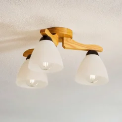 Lamkur Loftlamper > Loftlampe Haro, eg/hvid 3 lyskilder