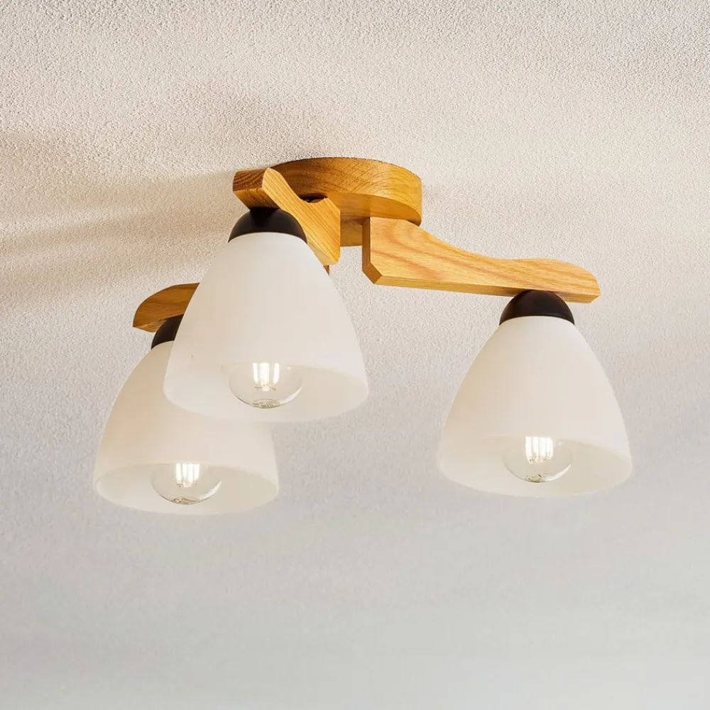 Lamkur Loftlamper > Loftlampe Haro, eg/hvid 3 lyskilder