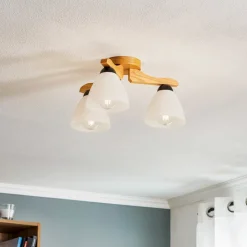 Lamkur Loftlamper > Loftlampe Haro, eg/hvid 3 lyskilder