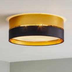 TK Lighting Loftlamper > Loftlampe Hilton, sort/guld, Ø 45 cm