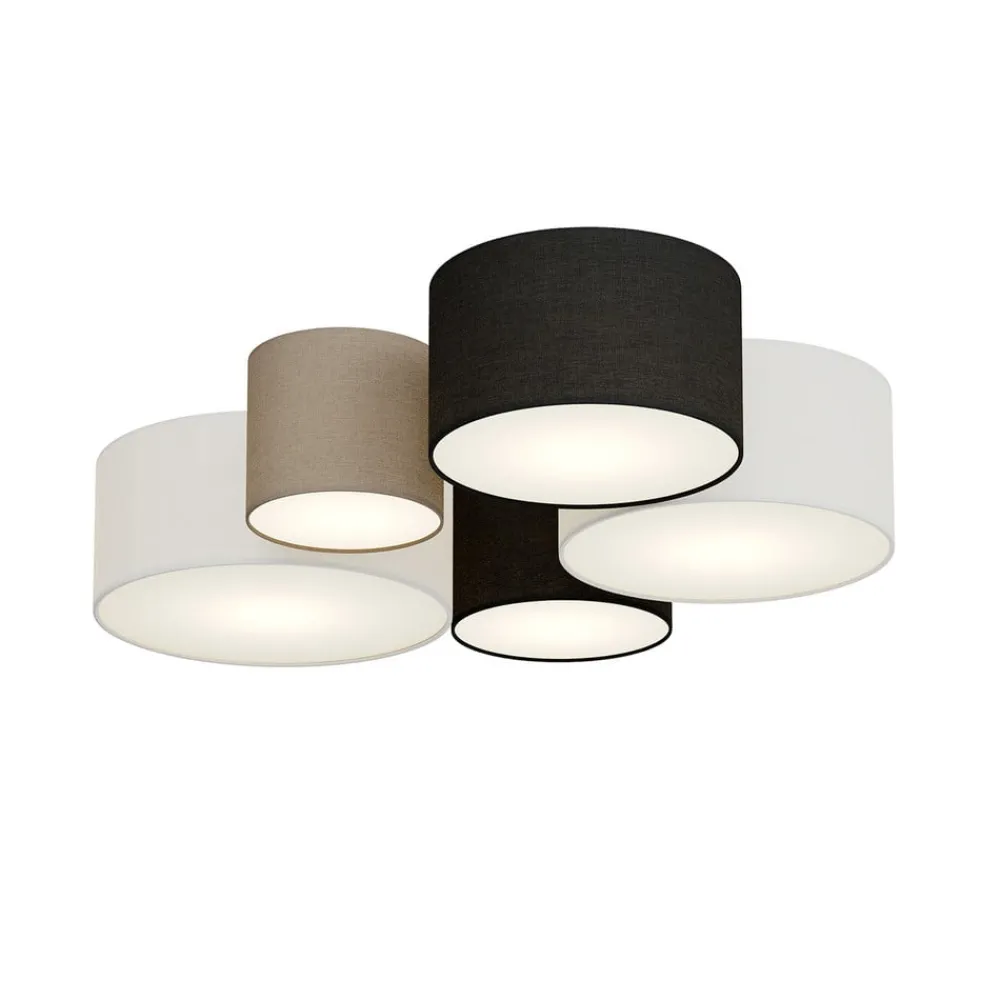 Trio Lighting Loftlamper > Loftlampe Hotel med fem tekstilskærme