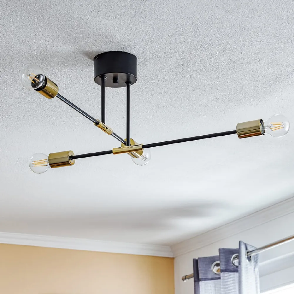 Luminex Loftlamper > Loftlampe Ilia, sort/guld, 4 lyskilder