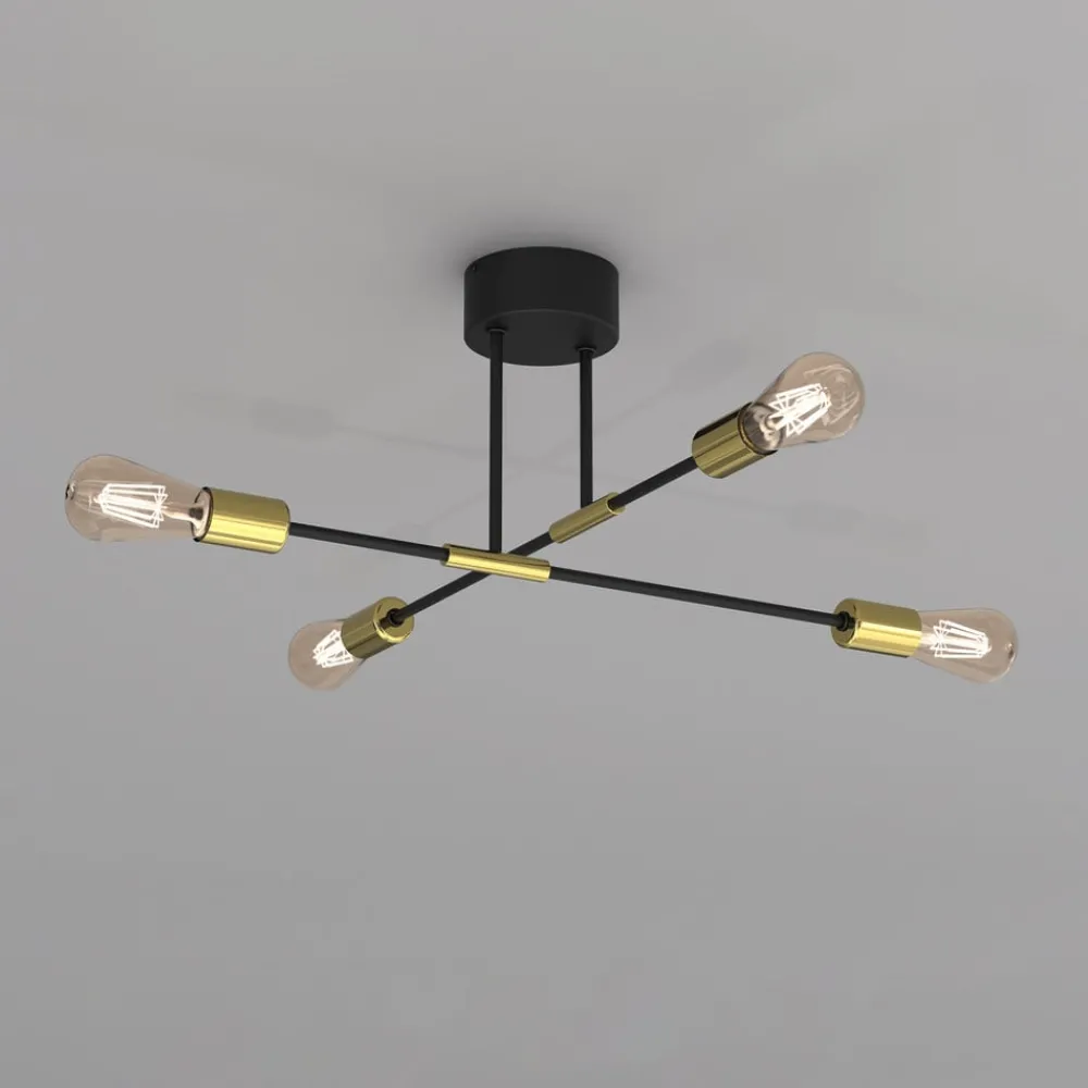 Luminex Loftlamper > Loftlampe Ilia, sort/guld, 4 lyskilder