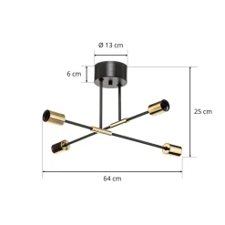 Luminex Loftlamper > Loftlampe Ilia, sort/guld, 4 lyskilder