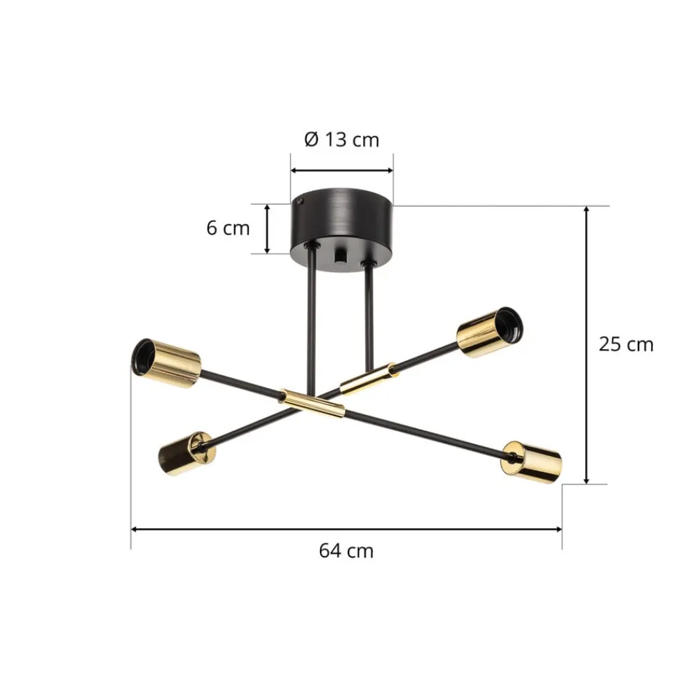 Luminex Loftlamper > Loftlampe Ilia, sort/guld, 4 lyskilder
