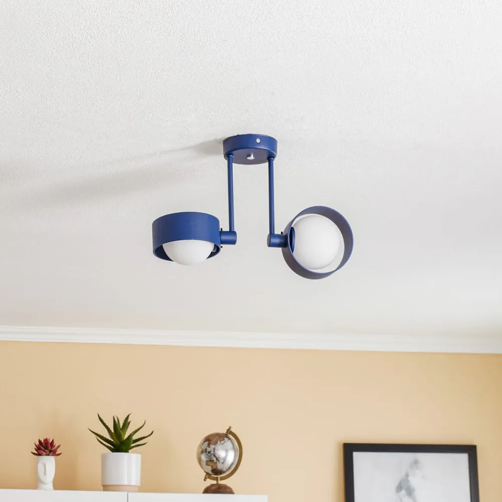 Loftlamper|Loftlamper ^ Argon Loftlampe Mado i stål, blå, 2 lyskilder