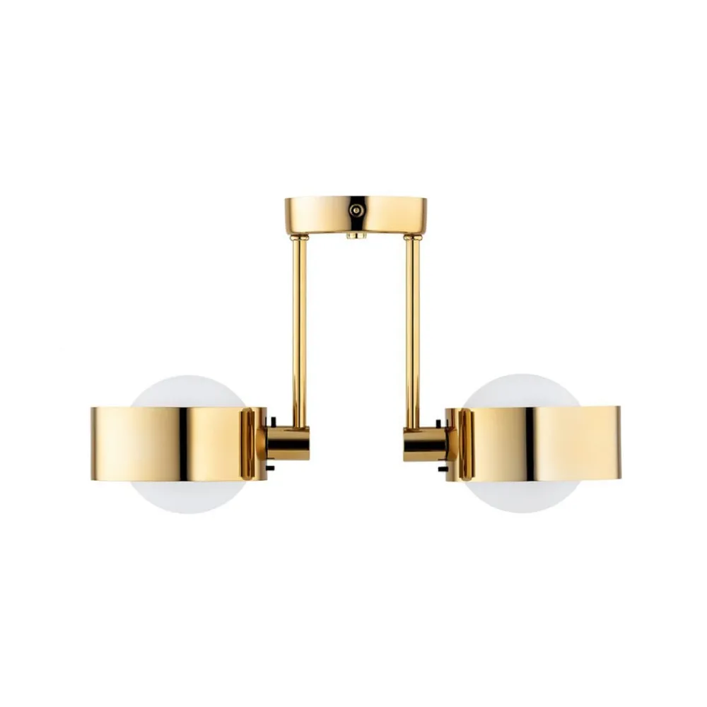 Argon Loftlamper > Loftlampe Mado, stål messingfarvet, glas opal, 2 lyskilder.