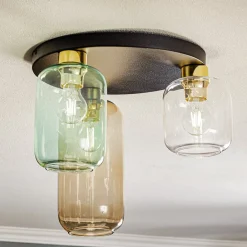 Loftlamper ^ TK Lighting Loftlampe Marco Green, 3 lyskilder klar/grøn/brun