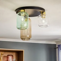 Loftlamper ^ TK Lighting Loftlampe Marco Green, 3 lyskilder klar/grøn/brun