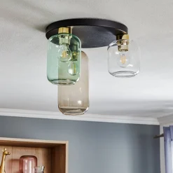Loftlamper ^ TK Lighting Loftlampe Marco Green, 3 lyskilder klar/grøn/brun