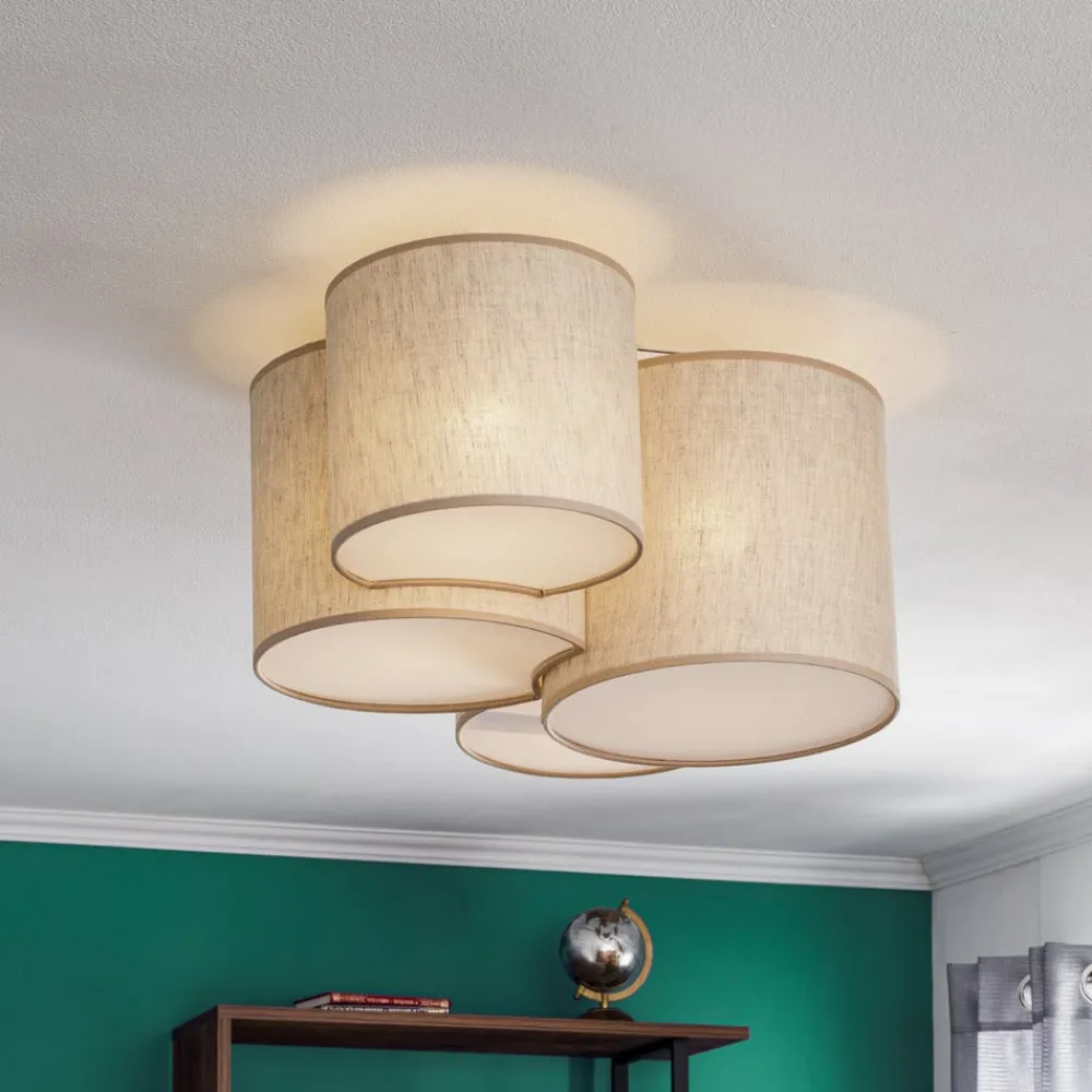 TK Lighting Loftlamper > Loftlampe Mona Nature, 4 lyskilder, naturfarvet hør