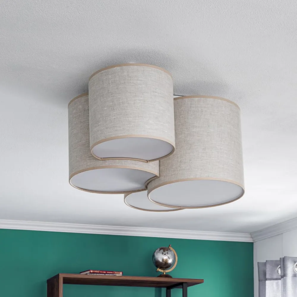 TK Lighting Loftlamper > Loftlampe Mona Nature, 4 lyskilder, naturfarvet hør