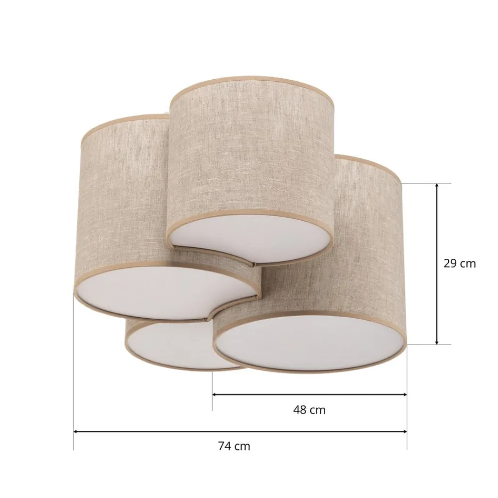 TK Lighting Loftlamper > Loftlampe Mona Nature, 4 lyskilder, naturfarvet hør