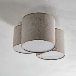 TK Lighting Loftlamper > Loftlampe Mona Nature, 3 lyskilder, naturfarvet linned