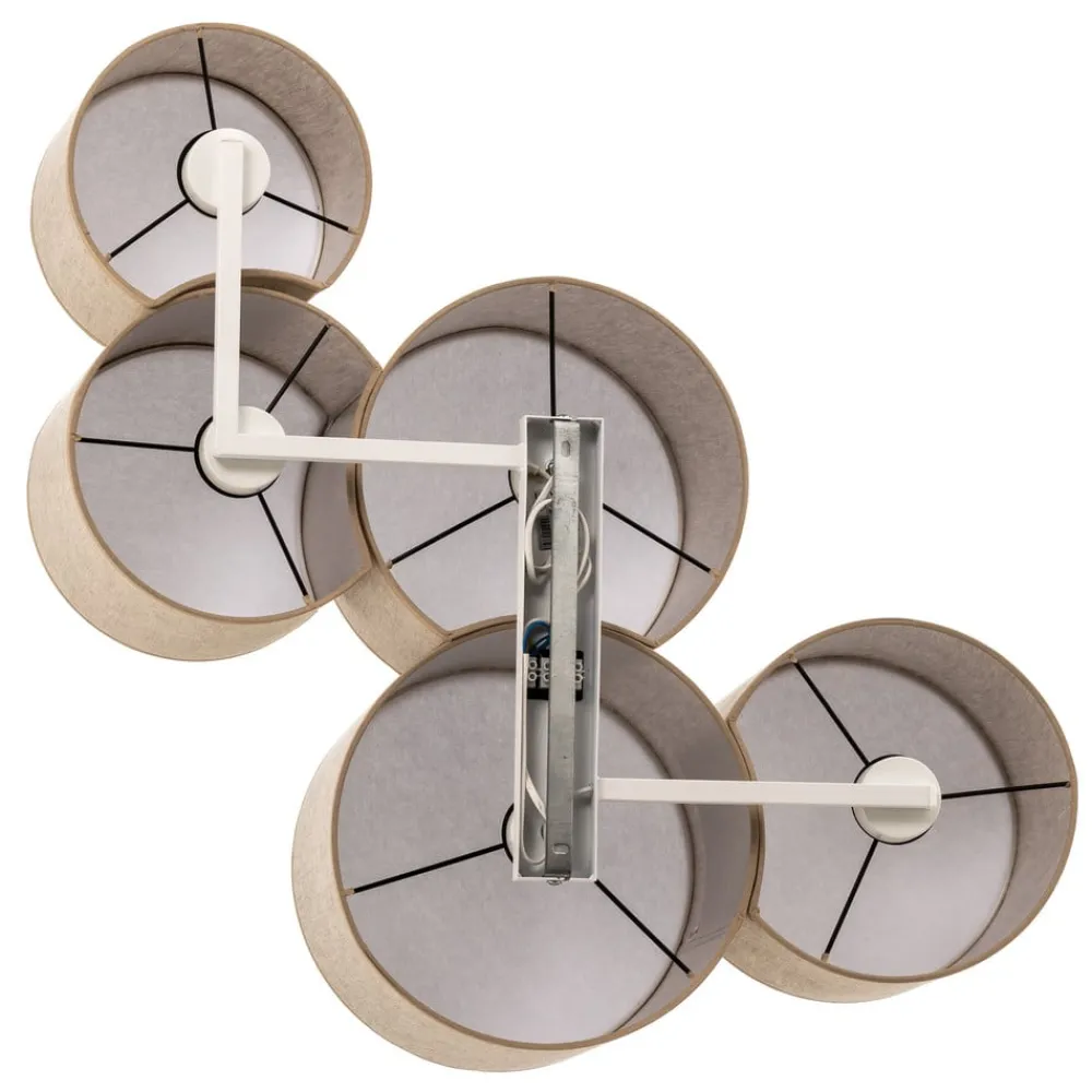 Loftlamper ^ TK Lighting Loftlampe Mona Nature, 5 lyskilder, naturfarvet linned