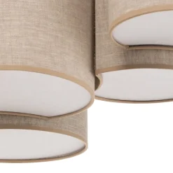 Loftlamper ^ TK Lighting Loftlampe Mona Nature, 5 lyskilder, naturfarvet linned
