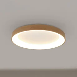 Arbejdsrum/Kontor|Gang ^ Mantra Iluminación Loftlampe Niseko II CCT fjernbetjening Ø50cm træfarvet